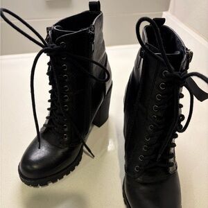Black Lace-Up Ankle Boots